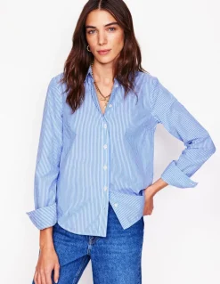 Sienna Cotton Shirt-Fine Blue Stripe-Boden Store