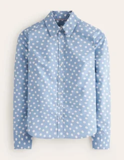 Sienna Cotton Shirt-French Blue, Abstract Dot-Boden New