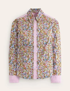 Sienna Cotton Shirt-Ivory, Foliage Buds-Boden Clearance