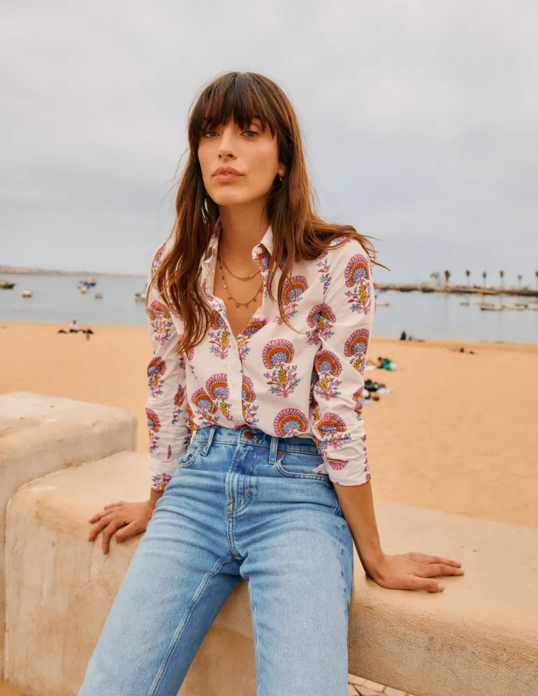 Sienna Cotton Shirt-Ivory,Passion Bud-Boden Hot