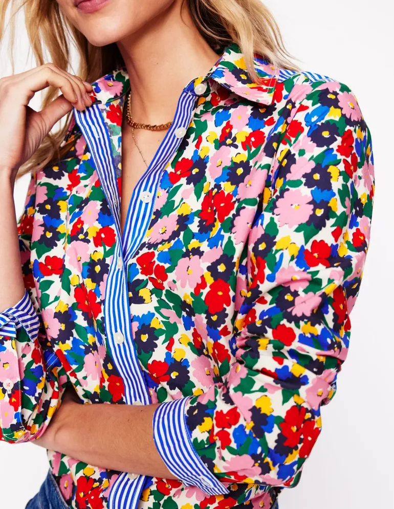 Sienna Cotton Shirt-Multi, Painterly Meadow-Boden Sale