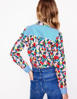 Sienna Cotton Shirt-Multi, Painterly Meadow-Boden Sale