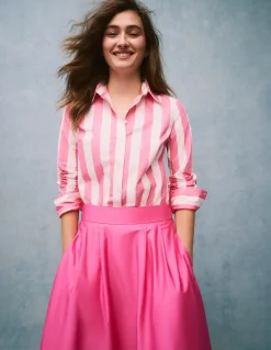 Sienna Cotton Shirt-Pink Rose Wide Stripe-Boden Cheap