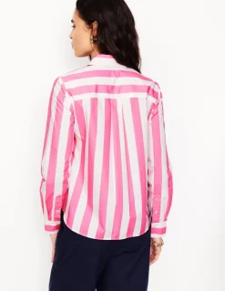 Sienna Cotton Shirt-Pink Rose Wide Stripe-Boden Cheap