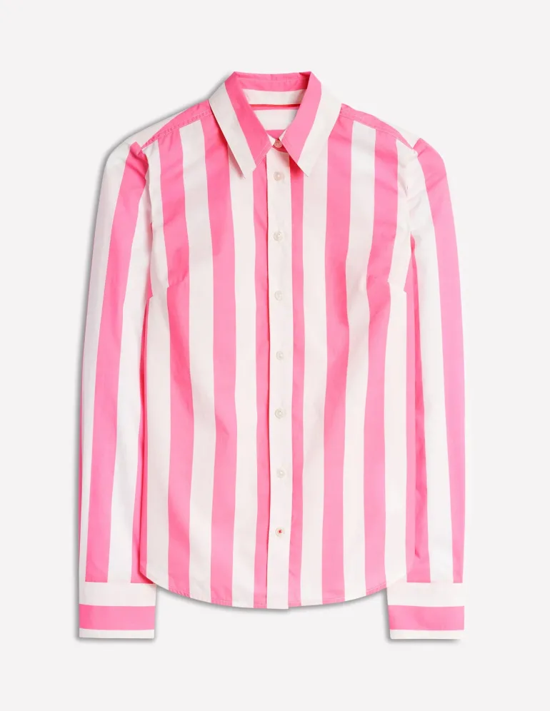 Sienna Cotton Shirt-Pink Rose Wide Stripe-Boden Cheap