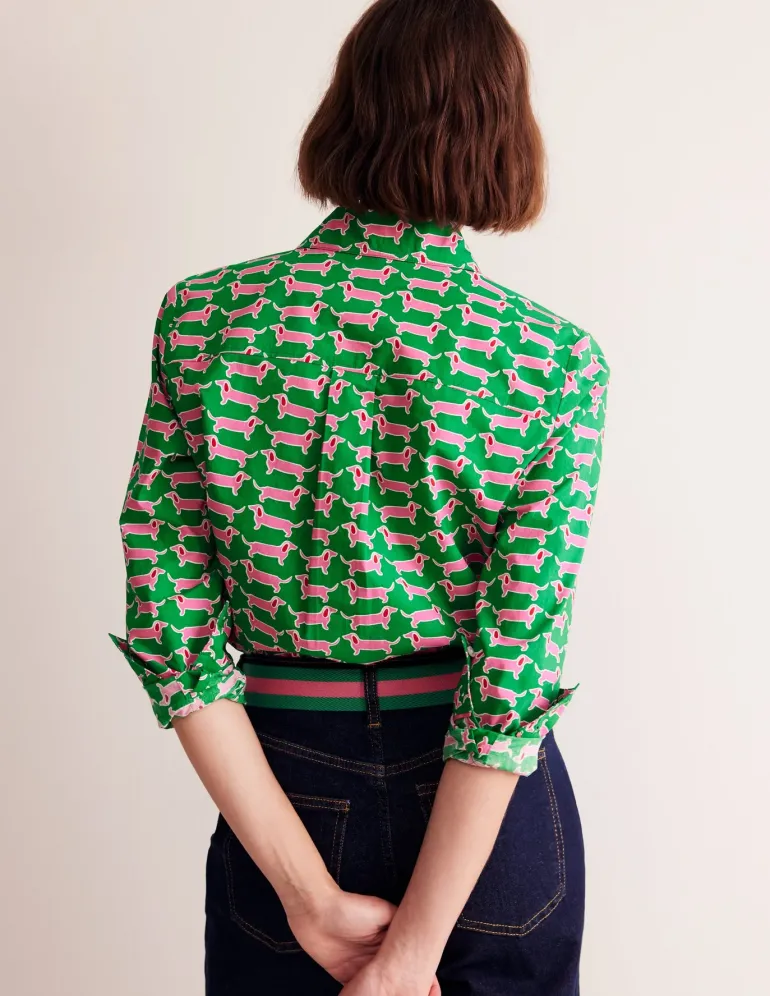 Sienna Cotton Shirt-Rich Emerald, Dachshund-Boden Cheap