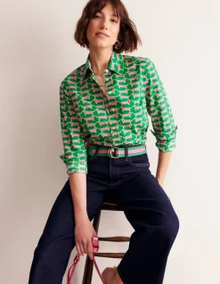 Sienna Cotton Shirt-Rich Emerald, Dachshund-Boden Cheap