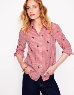 Sienna Embroidered Shirt-Holly, Red Stripe-Boden Store