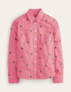 Sienna Embroidered Shirt-Holly, Red Stripe-Boden Store