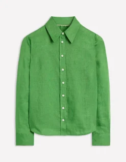 Sienna Linen Shirt-Paradise Green-Boden Best