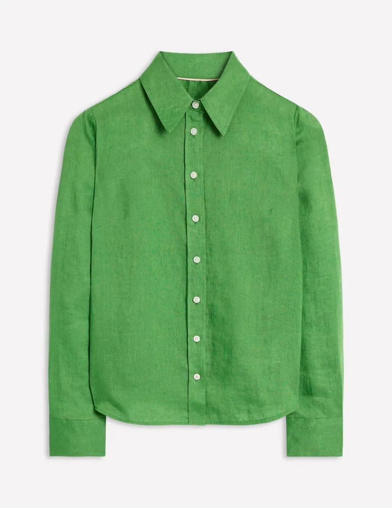 Sienna Linen Shirt-Paradise Green-Boden Best