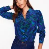 Sienna Silk Shirt-Blue, Kaleidoscopic Paisley-Boden Sale
