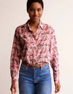 Sienna Silk Shirt-Ivory, Fantastical-Boden Cheap