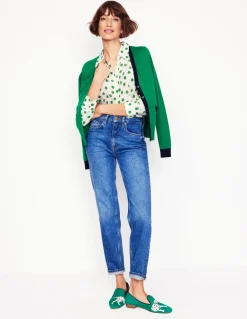 Sienna Silk Shirt-Ivory, Green Abstract Dot-Boden New
