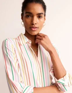 Sienna Silk Shirt-Ivory, Multi Stripe-Boden Cheap