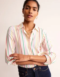 Sienna Silk Shirt-Ivory, Multi Stripe-Boden Cheap