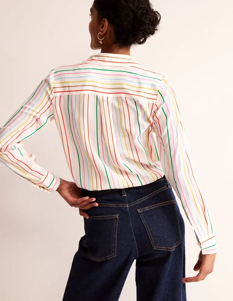 Sienna Silk Shirt-Ivory, Multi Stripe-Boden Cheap