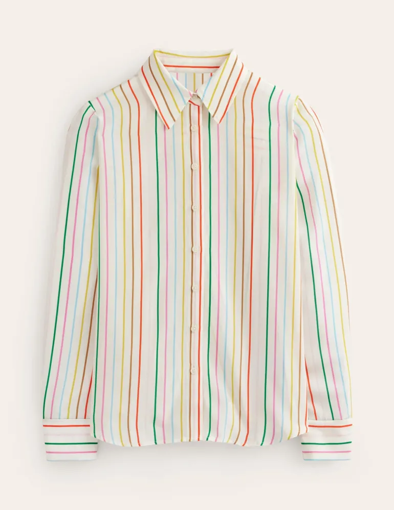 Sienna Silk Shirt-Ivory, Multi Stripe-Boden Cheap