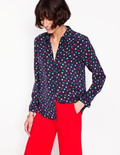 Sienna Silk Shirt-Multi, Abstract Dot-Boden Best