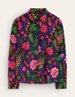 Sienna Silk Shirt-Multi, Blossom Flourish-Boden Outlet