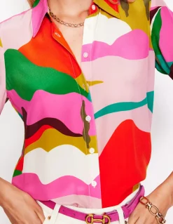 Sienna Silk Shirt-Multi, Scenic Fall-Boden Shop
