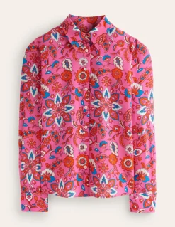 Sienna Silk Shirt-Pink, Botanical Wave-Boden Online
