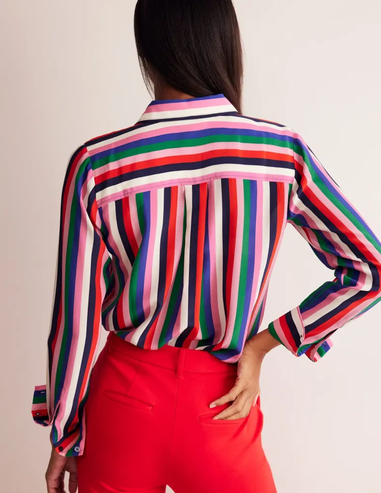 Sienna Silk Shirt-Rainbow Stripe-Boden Clearance
