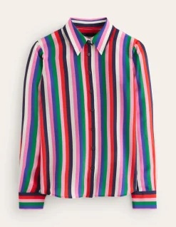 Sienna Silk Shirt-Rainbow Stripe-Boden Clearance