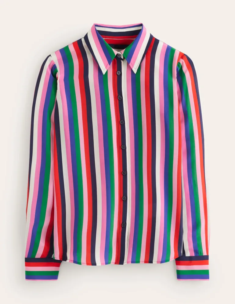 Sienna Silk Shirt-Rainbow Stripe-Boden Clearance