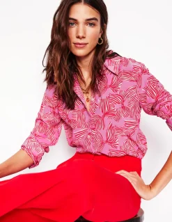 Sienna Silk Shirt-Soft Lavender, Bow Scatter-Boden Discount