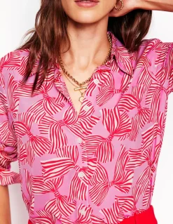 Sienna Silk Shirt-Soft Lavender, Bow Scatter-Boden Discount