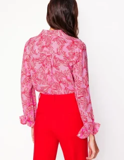 Sienna Silk Shirt-Soft Lavender, Bow Scatter-Boden Discount