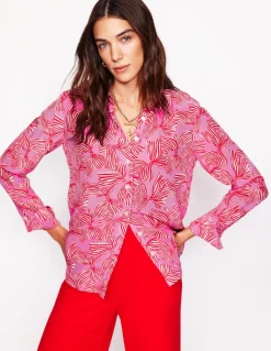 Sienna Silk Shirt-Soft Lavender, Bow Scatter-Boden Discount