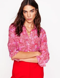 Sienna Silk Shirt-Soft Lavender, Bow Scatter-Boden Discount