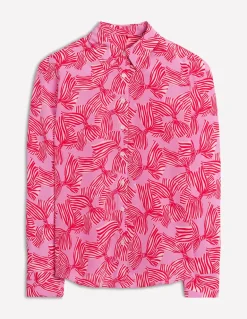Sienna Silk Shirt-Soft Lavender, Bow Scatter-Boden Discount