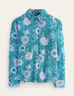 Sienna Silk Shirt-Vintage Blue, Meadow Vine-Boden Sale