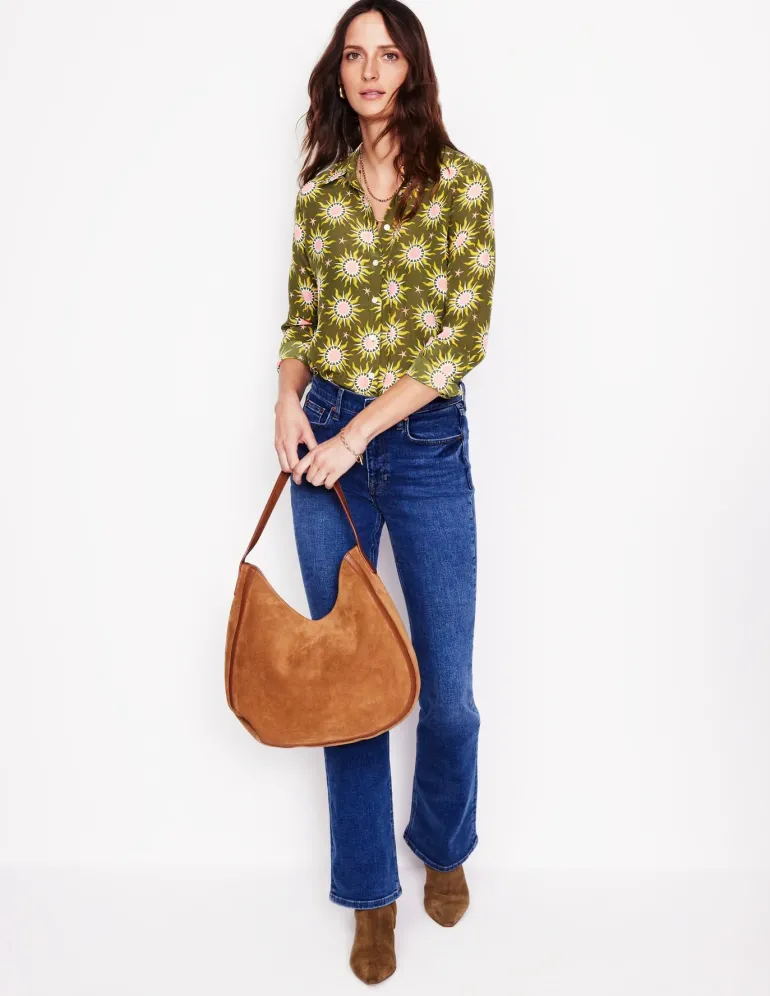 Sienna Silk Shirt-Woodland Green, Celestial-Boden Fashion