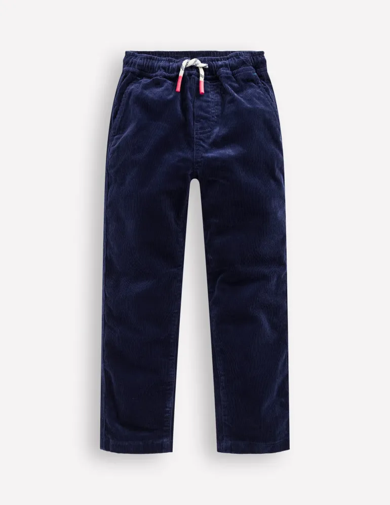 Slim Pull On Trousers-College Navy Cord-Boden Clearance