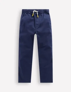 Slim Pull On Trousers-College Navy Twill-Boden New