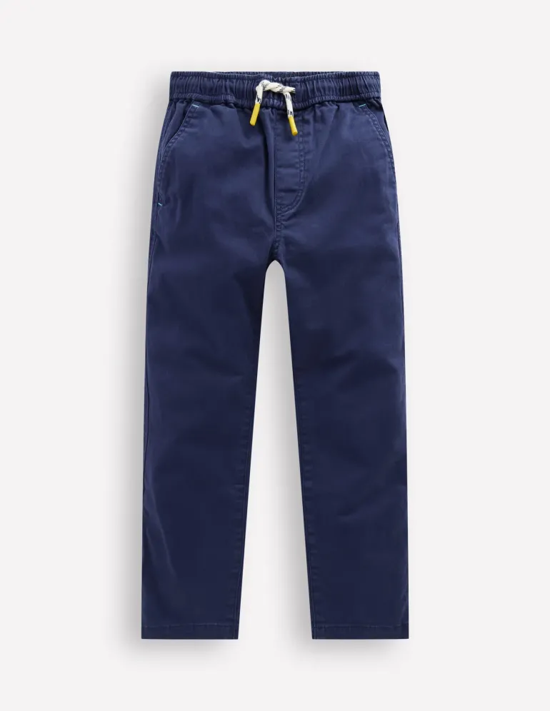 Slim Pull On Trousers-College Navy Twill-Boden New