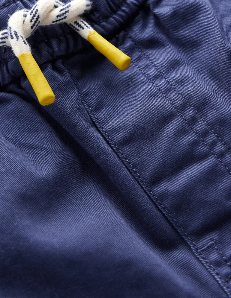 Slim Pull On Trousers-College Navy Twill-Boden New