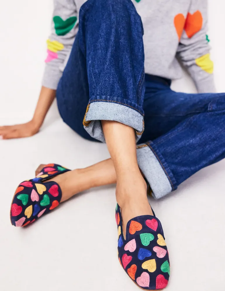 Slipper Cut Loafer-Multi Navy Hearts-Boden Store