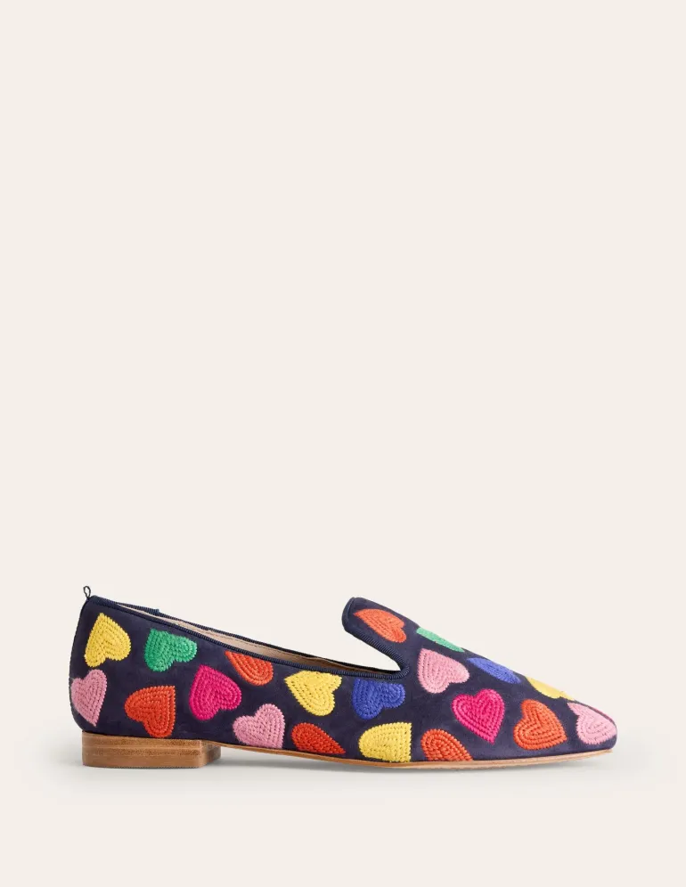 Slipper Cut Loafer-Multi Navy Hearts-Boden Store