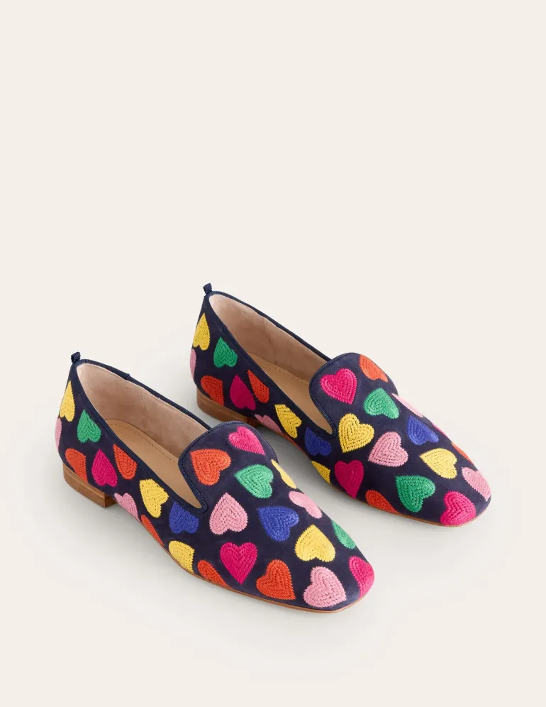 Slipper Cut Loafer-Multi Navy Hearts-Boden Store