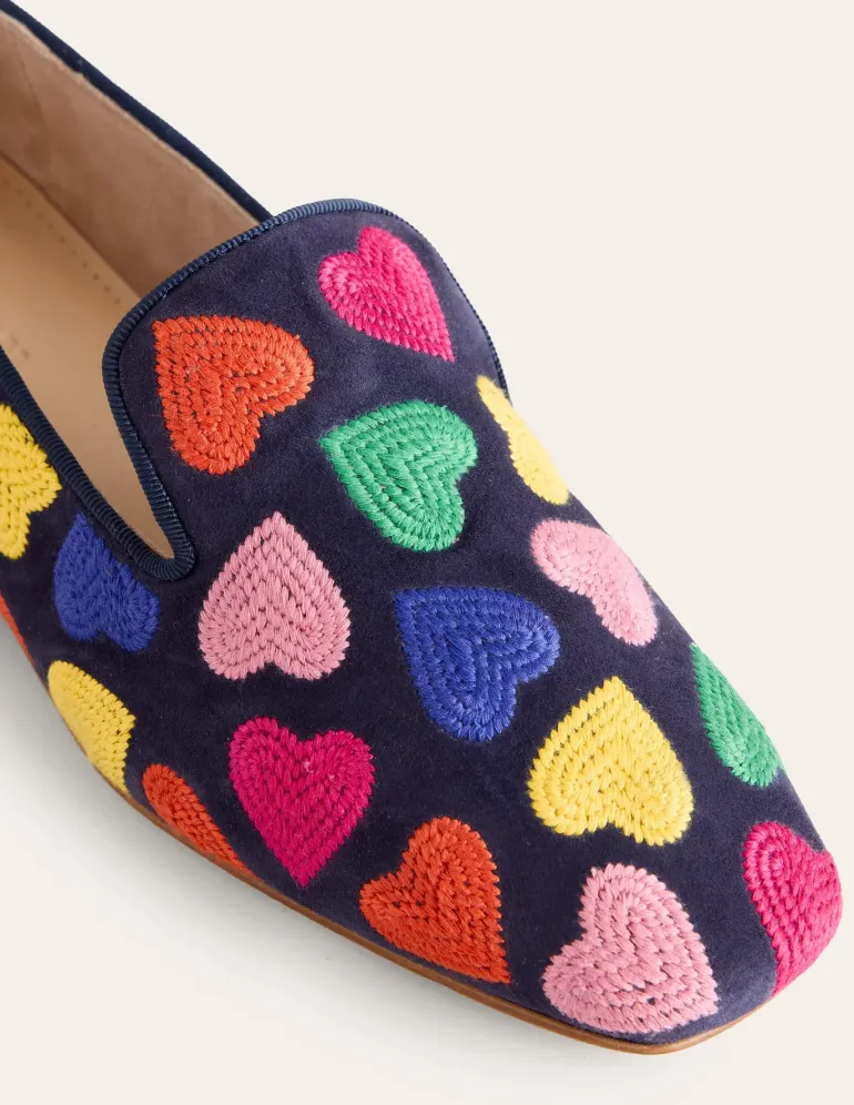 Slipper Cut Loafer-Multi Navy Hearts-Boden Store