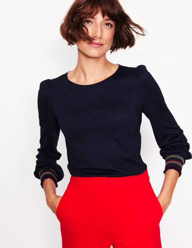 Smocked Cuff Supersoft Top--Boden Best Sale