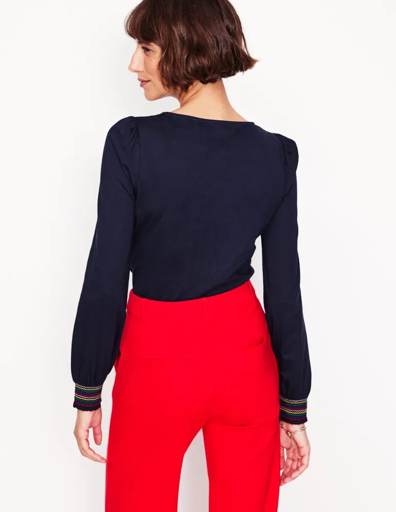 Smocked Cuff Supersoft Top--Boden Best Sale