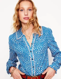 Smocked Jersey Shirt-Gallery Blue, Heart Cluster-Boden Hot