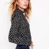 Smocked Neck Printed Top-Black, Milkshake Spot-Boden Fashion