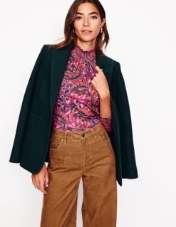 Smocked Neck Printed Top-Jam, Kaleidoscopic Paisley-Boden Sale